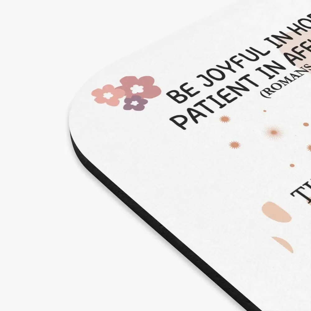 Inspirational Bible Verse Mouse Pad | Pastel Floral Christian Desk Mat